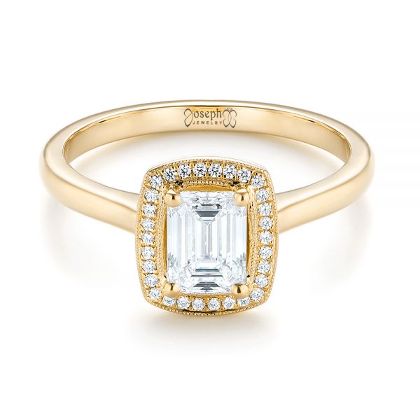 18k Yellow Gold 18k Yellow Gold Custom Diamond Halo Engagement Ring - Flat View -  103914