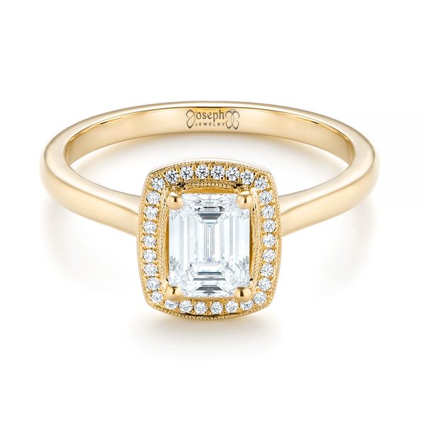 18k Yellow Gold 18k Yellow Gold Custom Diamond Halo Engagement Ring - Flat View - 103914