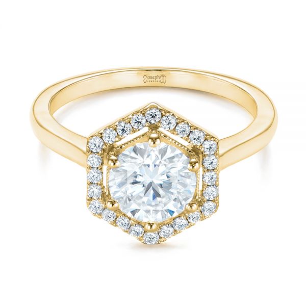 14k Yellow Gold 14k Yellow Gold Custom Diamond Halo Engagement Ring - Flat View - 103992