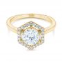 14k Yellow Gold 14k Yellow Gold Custom Diamond Halo Engagement Ring - Flat View -  103992 - Thumbnail