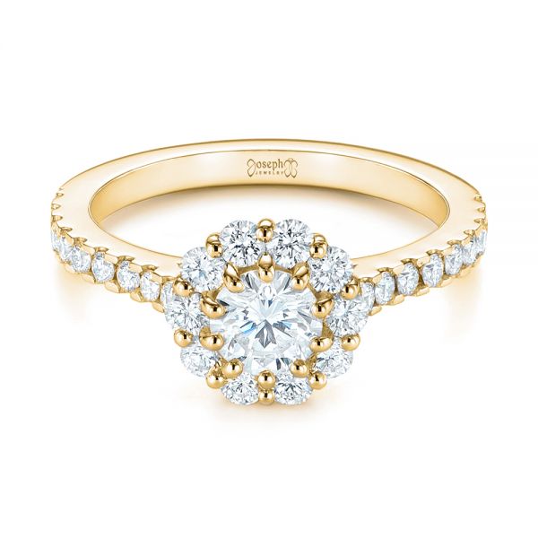 14k Yellow Gold 14k Yellow Gold Custom Diamond Halo Engagement Ring - Flat View -  104064