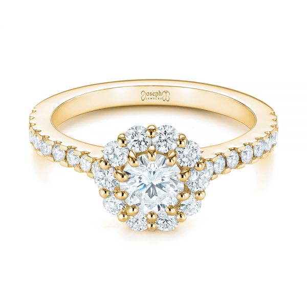 14k Yellow Gold 14k Yellow Gold Custom Diamond Halo Engagement Ring - Flat View - 104064