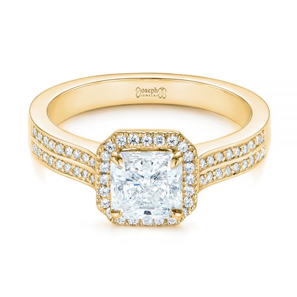 14k Yellow Gold 14k Yellow Gold Custom Diamond Halo Engagement Ring - Flat View -  104070