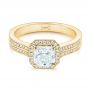 18k Yellow Gold 18k Yellow Gold Custom Diamond Halo Engagement Ring - Flat View -  104070 - Thumbnail