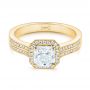 14k Yellow Gold 14k Yellow Gold Custom Diamond Halo Engagement Ring - Flat View -  104070 - Thumbnail