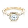 18k Yellow Gold 18k Yellow Gold Custom Diamond Halo Engagement Ring - Flat View -  104686 - Thumbnail