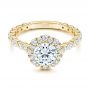 14k Yellow Gold 14k Yellow Gold Custom Diamond Halo Engagement Ring - Flat View -  106108 - Thumbnail