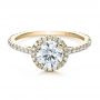 14k Yellow Gold 14k Yellow Gold Custom Diamond Halo Engagement Ring - Flat View -  1123 - Thumbnail