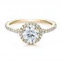18k Yellow Gold 18k Yellow Gold Custom Diamond Halo Engagement Ring - Flat View -  1123 - Thumbnail