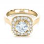 14k Yellow Gold 14k Yellow Gold Custom Diamond Halo Engagement Ring - Flat View -  1330 - Thumbnail