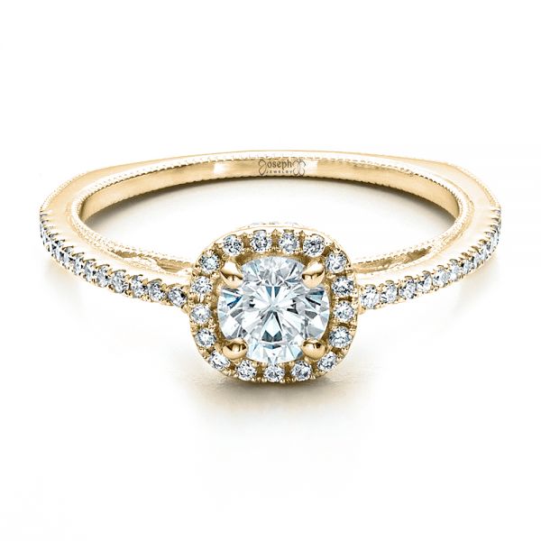 14k Yellow Gold 14k Yellow Gold Custom Diamond Halo Engagement Ring - Flat View - 1448