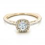 14k Yellow Gold 14k Yellow Gold Custom Diamond Halo Engagement Ring - Flat View -  1448 - Thumbnail
