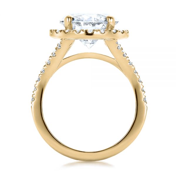 14k Yellow Gold 14k Yellow Gold Custom Diamond Halo Engagement Ring - Front View -  100484