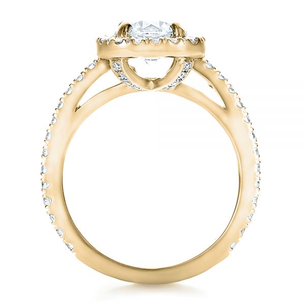 18k Yellow Gold 18k Yellow Gold Custom Diamond Halo Engagement Ring - Front View -  100629