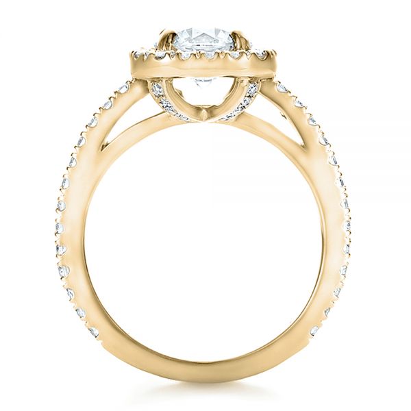 14k Yellow Gold 14k Yellow Gold Custom Diamond Halo Engagement Ring - Front View - 100629
