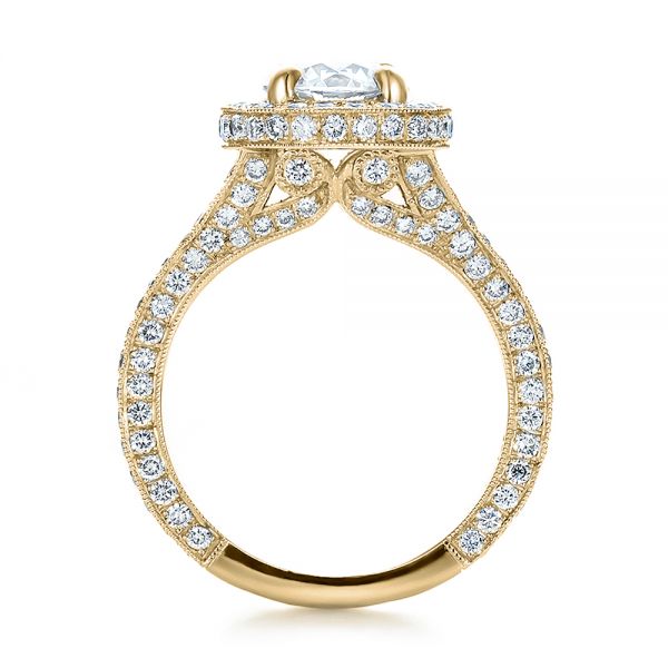 18k Yellow Gold 18k Yellow Gold Custom Diamond Halo Engagement Ring - Front View - 100644