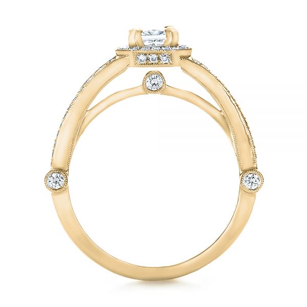 14k Yellow Gold 14k Yellow Gold Custom Diamond Halo Engagement Ring - Front View - 100651