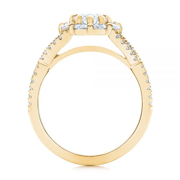 18k Yellow Gold 18k Yellow Gold Custom Diamond Halo Engagement Ring - Front View -  100874