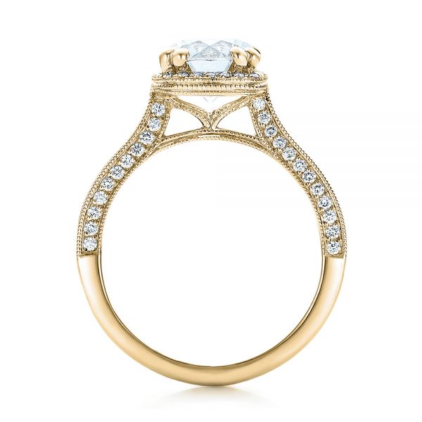18k Yellow Gold 18k Yellow Gold Custom Diamond Halo Engagement Ring - Front View -  101183
