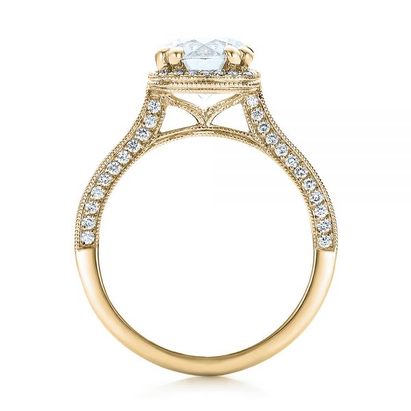 18k Yellow Gold 18k Yellow Gold Custom Diamond Halo Engagement Ring - Front View - 101183