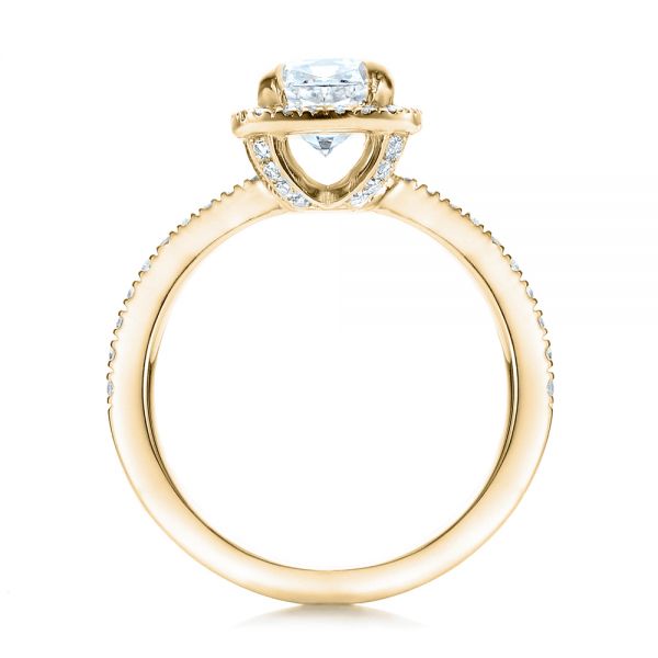 14k Yellow Gold 14k Yellow Gold Custom Diamond Halo Engagement Ring - Front View -  101224