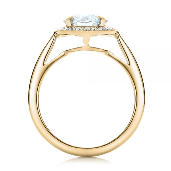 18k Yellow Gold 18k Yellow Gold Custom Diamond Halo Engagement Ring - Front View -  101726