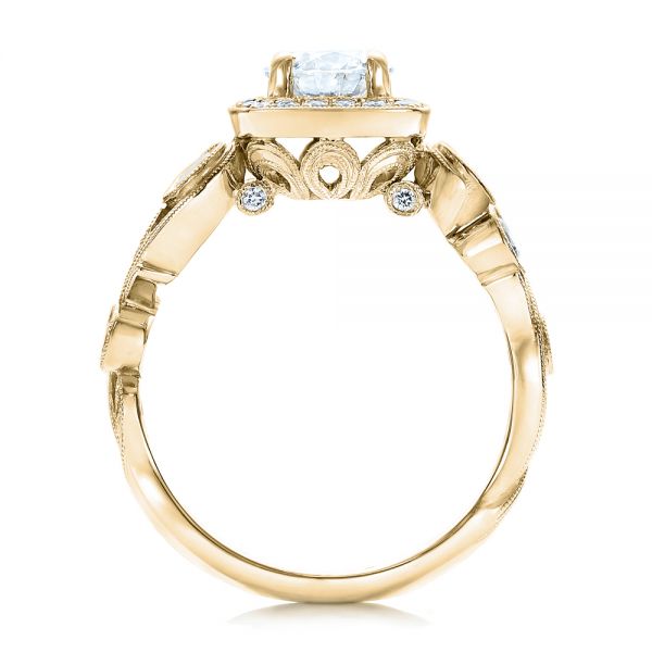 18k Yellow Gold 18k Yellow Gold Custom Diamond Halo Engagement Ring - Front View - 102021