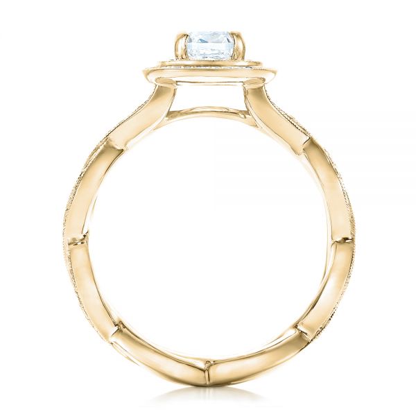 18k Yellow Gold 18k Yellow Gold Custom Diamond Halo Engagement Ring - Front View -  102119