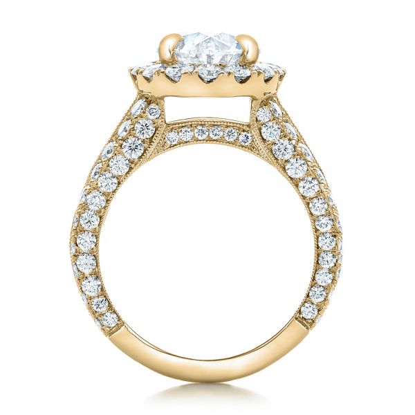 18k Yellow Gold 18k Yellow Gold Custom Diamond Halo Engagement Ring - Front View -  102156