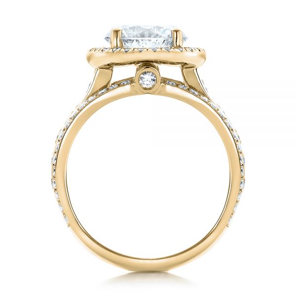 18k Yellow Gold 18k Yellow Gold Custom Diamond Halo Engagement Ring - Front View -  102158