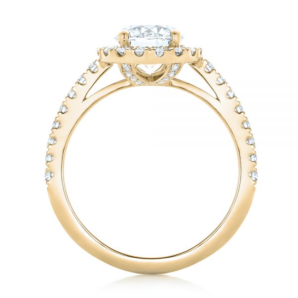18k Yellow Gold 18k Yellow Gold Custom Diamond Halo Engagement Ring - Front View -  102260
