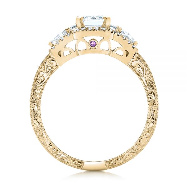 18k Yellow Gold 18k Yellow Gold Custom Diamond Halo Engagement Ring - Front View -  102263
