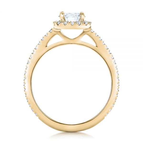 18k Yellow Gold 18k Yellow Gold Custom Diamond Halo Engagement Ring - Front View -  102317