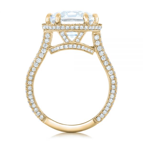 14k Yellow Gold 14k Yellow Gold Custom Diamond Halo Engagement Ring - Front View -  102368