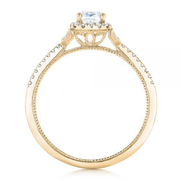 18k Yellow Gold 18k Yellow Gold Custom Diamond Halo Engagement Ring - Front View -  102420