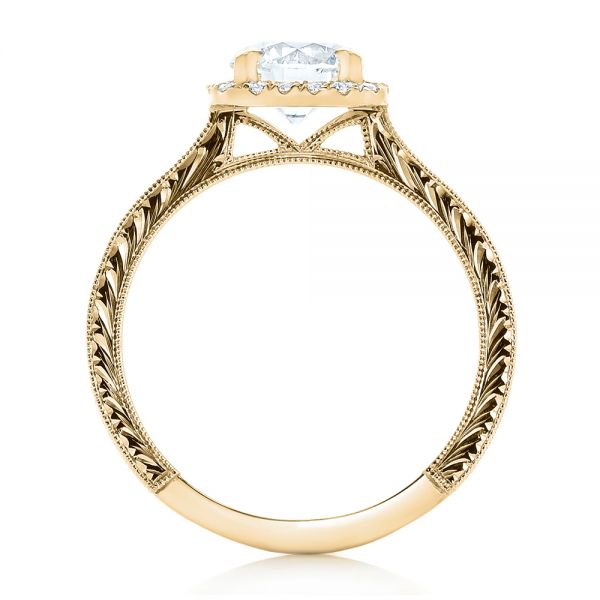 14k Yellow Gold 14k Yellow Gold Custom Diamond Halo Engagement Ring - Front View - 102422