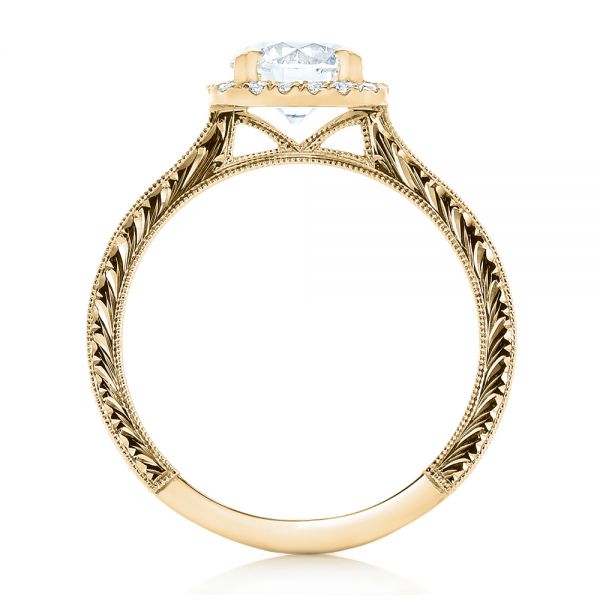 18k Yellow Gold 18k Yellow Gold Custom Diamond Halo Engagement Ring - Front View -  102422