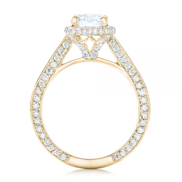 14k Yellow Gold 14k Yellow Gold Custom Diamond Halo Engagement Ring - Front View -  102468