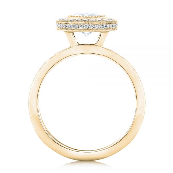 14k Yellow Gold 14k Yellow Gold Custom Diamond Halo Engagement Ring - Front View -  102542