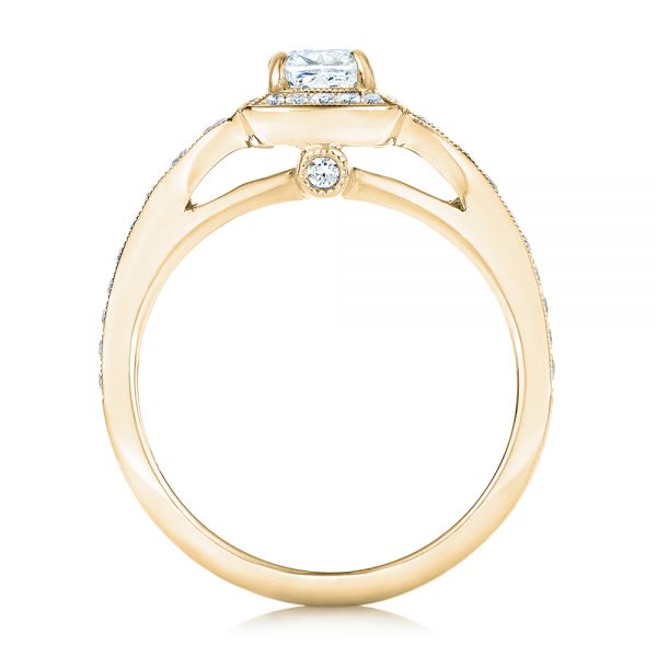 18k Yellow Gold 18k Yellow Gold Custom Diamond Halo Engagement Ring - Front View -  102597