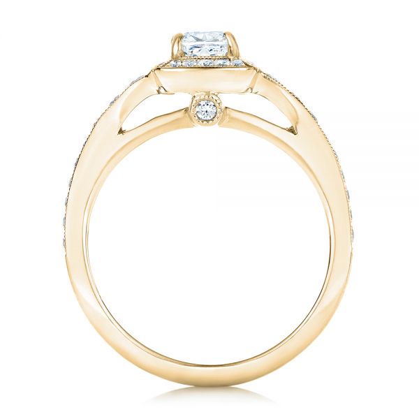 14k Yellow Gold 14k Yellow Gold Custom Diamond Halo Engagement Ring - Front View - 102597