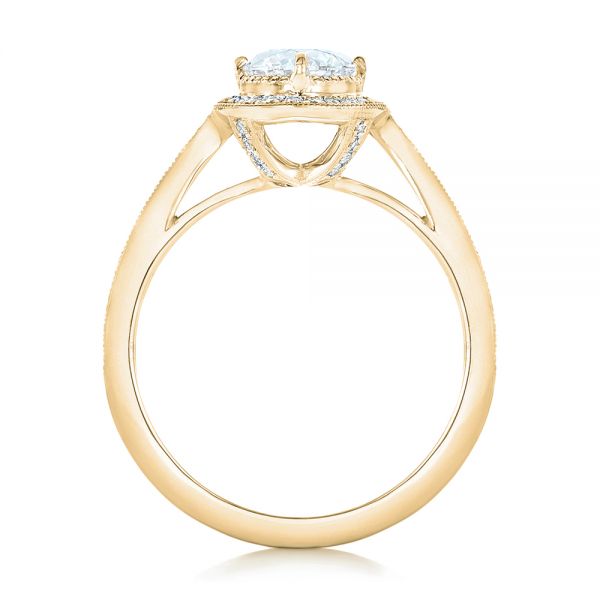 14k Yellow Gold 14k Yellow Gold Custom Diamond Halo Engagement Ring - Front View -  102692