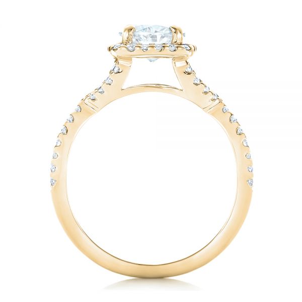 14k Yellow Gold 14k Yellow Gold Custom Diamond Halo Engagement Ring - Front View -  102748