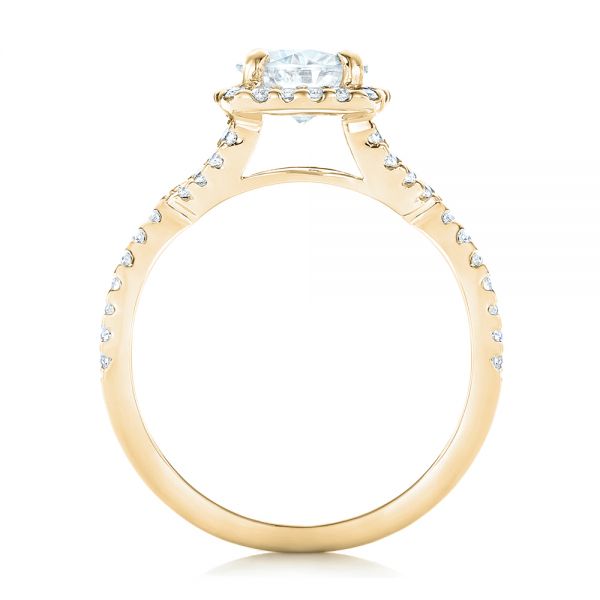 18k Yellow Gold 18k Yellow Gold Custom Diamond Halo Engagement Ring - Front View - 102748