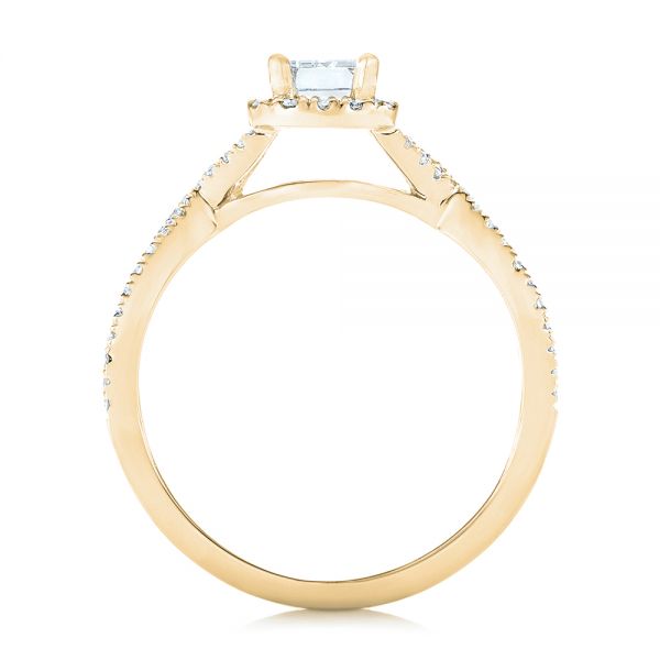 18k Yellow Gold 18k Yellow Gold Custom Diamond Halo Engagement Ring - Front View -  102751