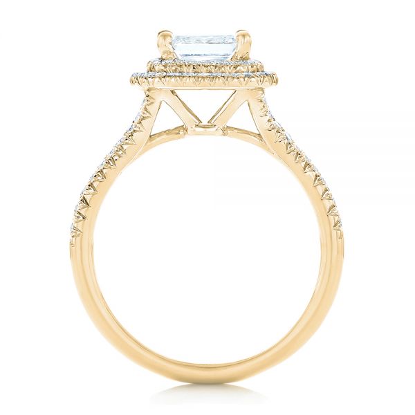 18k Yellow Gold 18k Yellow Gold Custom Diamond Halo Engagement Ring - Front View -  102771