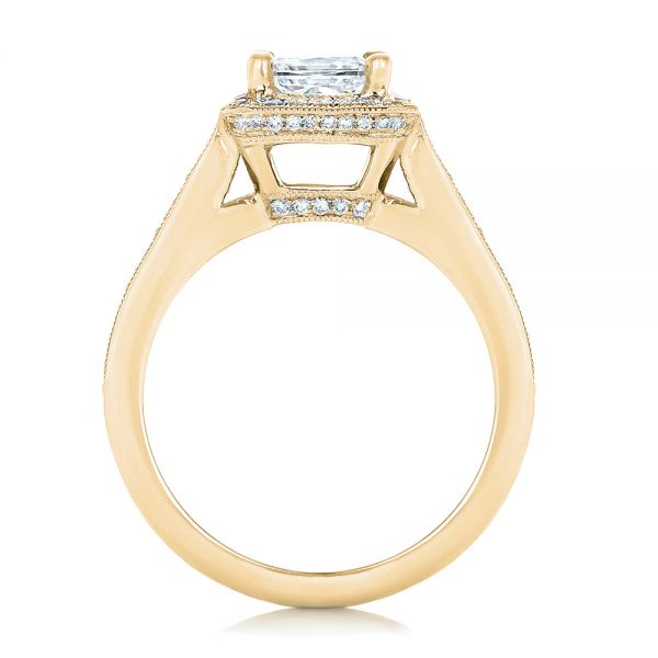 14k Yellow Gold 14k Yellow Gold Custom Diamond Halo Engagement Ring - Front View - 102809