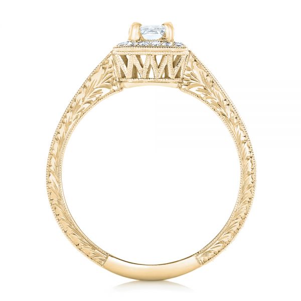18k Yellow Gold 18k Yellow Gold Custom Diamond Halo Engagement Ring - Front View -  102813
