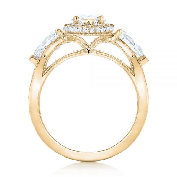 14k Yellow Gold 14k Yellow Gold Custom Diamond Halo Engagement Ring - Front View -  102873