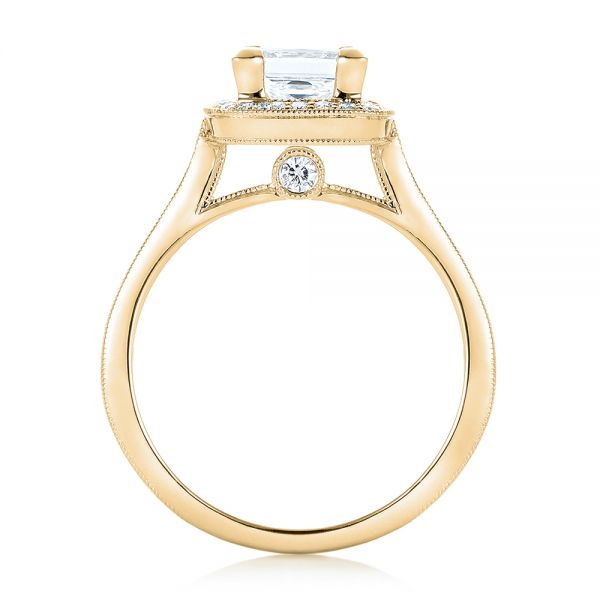 18k Yellow Gold 18k Yellow Gold Custom Diamond Halo Engagement Ring - Front View -  102882